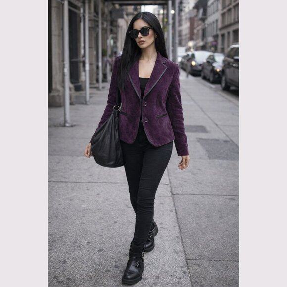 Larry Levine - Vintage Velveteen Purple Blazer - Picture 2 of 12